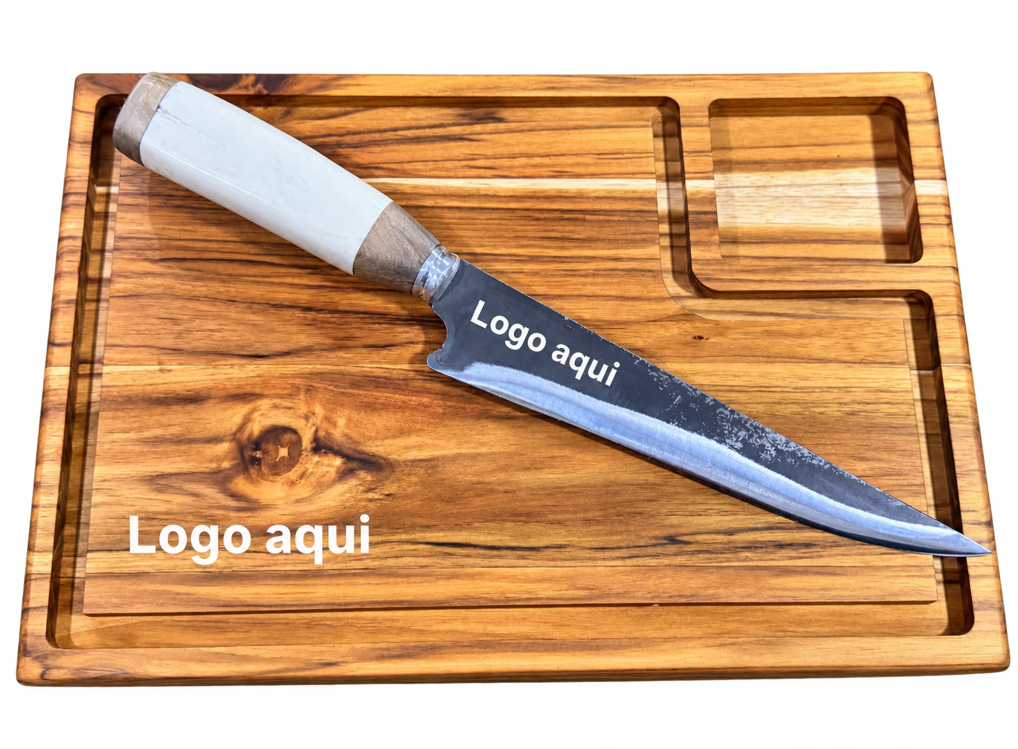 Kit personalizado de faca e tábua de madeira